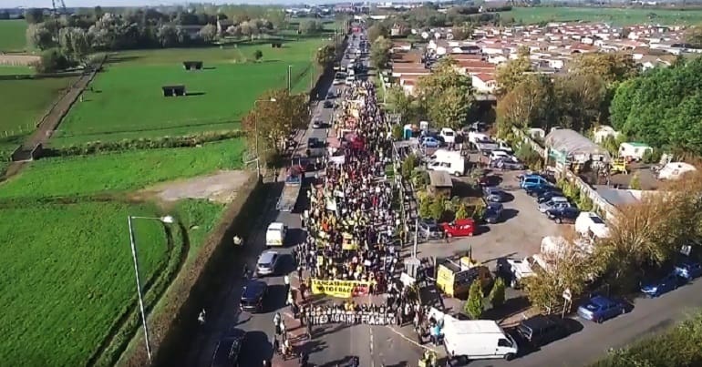 A fracking demo in Lancashire