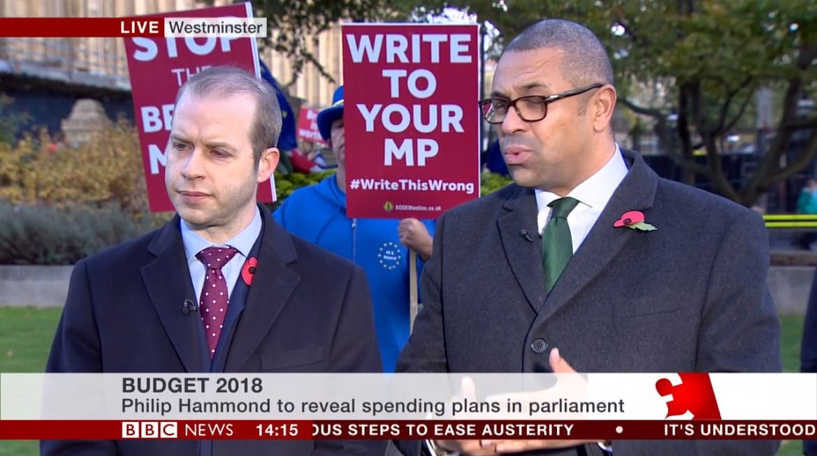 A third image of a Brexit protest on BBC News