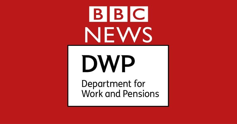 BBC News logo and the DWP logo