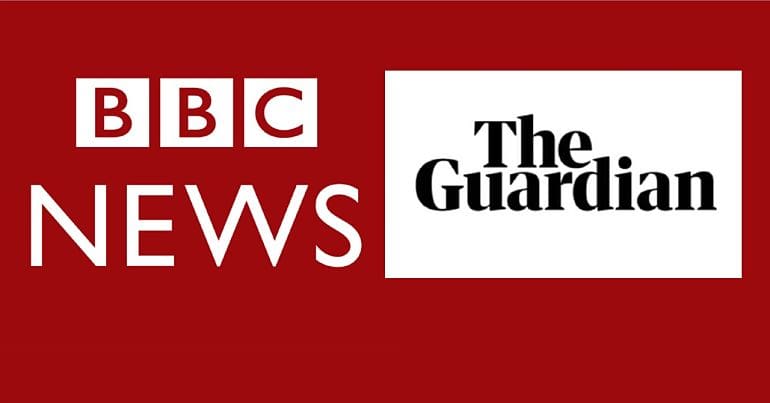 BBC logo and Guardian logo