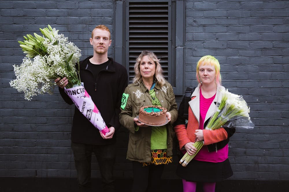 Cake and flowers for Greenpeace staff