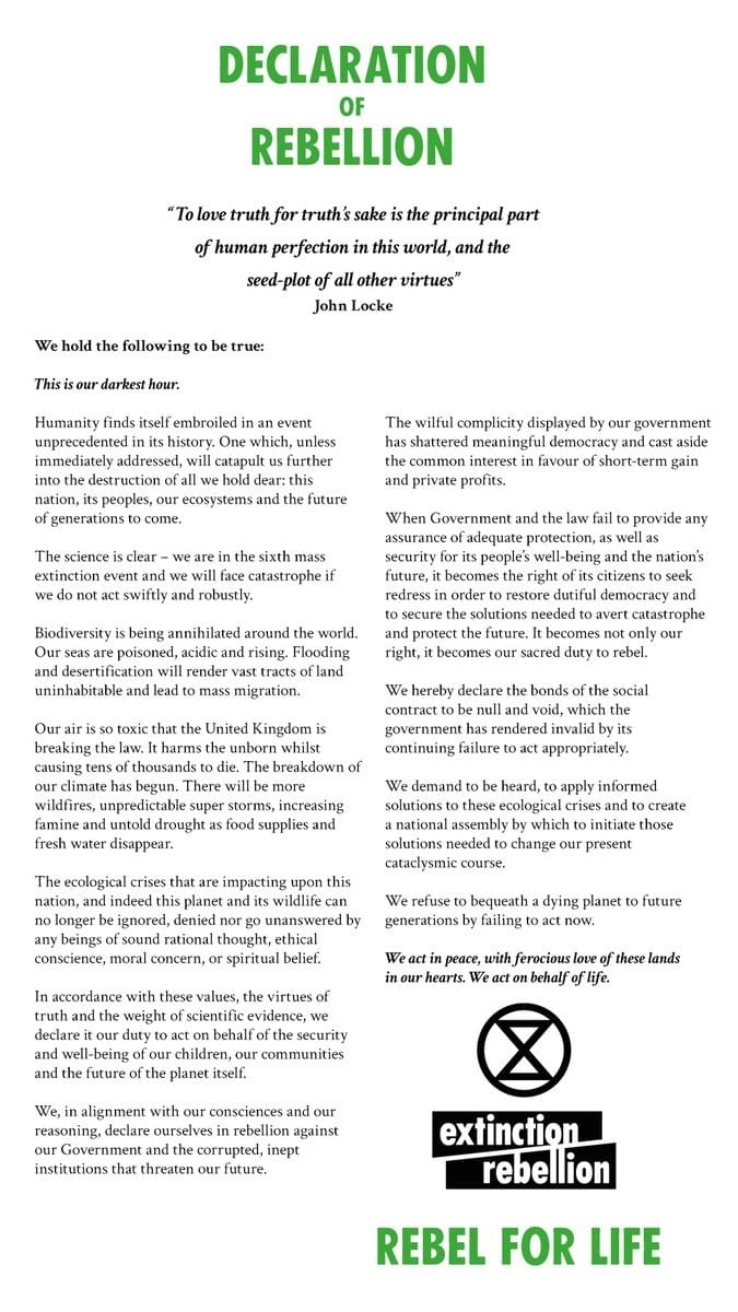 Extinction Rebellion declaration