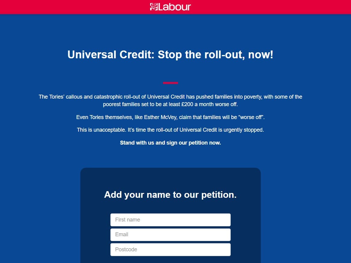 Labour Universal Credit petition
