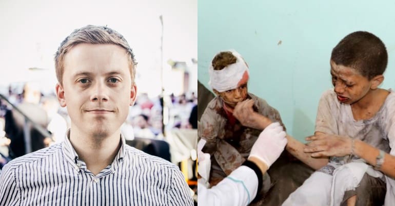 Owen Jones and children injured by Saudi violence