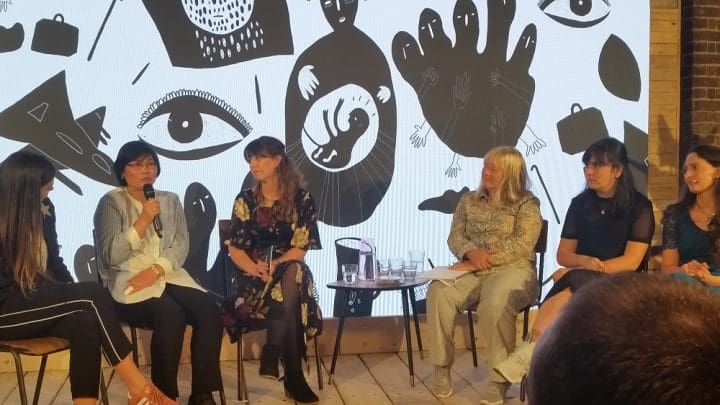 Panel of experts and refugees speaking at Lush event about refugees' voices 1000 x 562