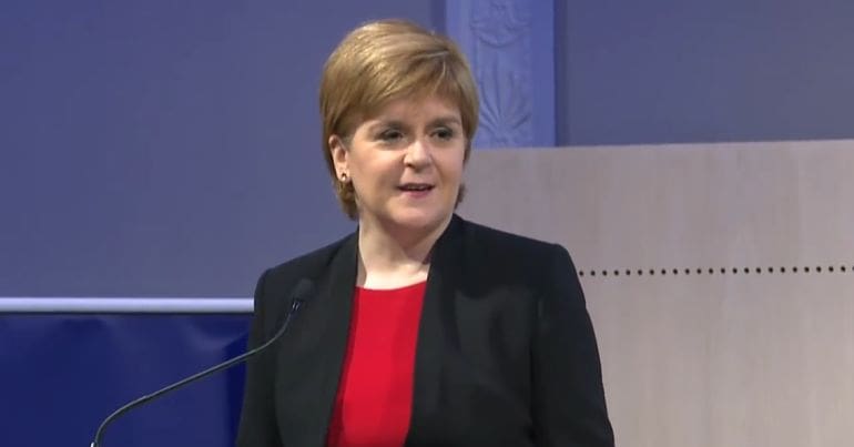Nicola Sturgeon delivering a speech at the RSA