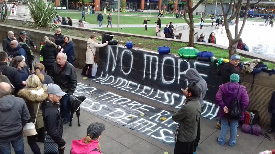 The start of the Manchester homelessness demo
