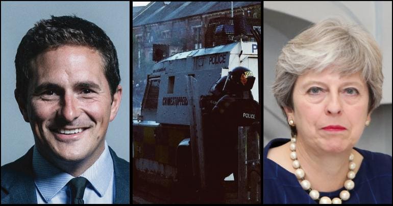 Image of Johnny Mercer, Troubles era policing, and Theresa May