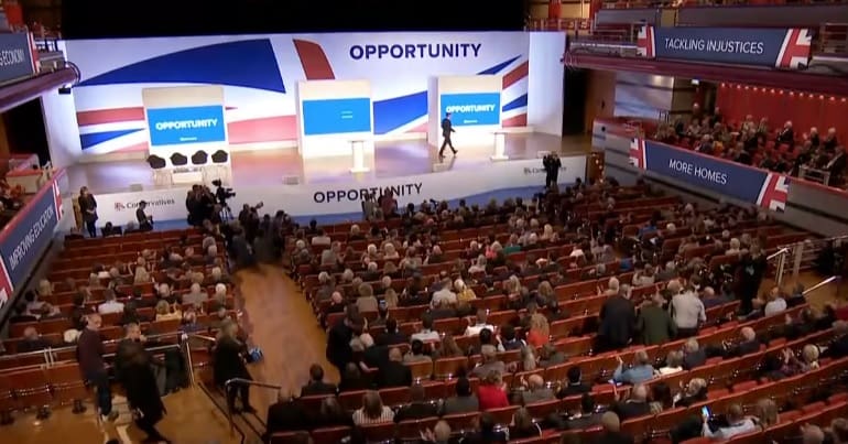 Gavin Williamson on stage at the Conservative Party Conference