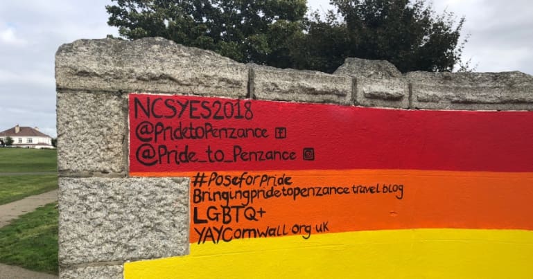 Rainbow wall in Penzance
