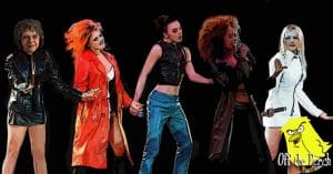 Theresa May dancing with the Spice Girls