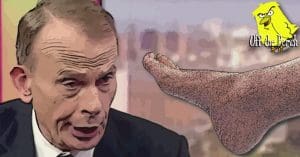 Andrew Marr staring at a foot