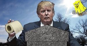 Trump taking a dump on a shallow grave