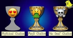Three chalices - the Mythical Chalice, May's Chalice, and 'No Deal' Chalice - arranged by severity of poison