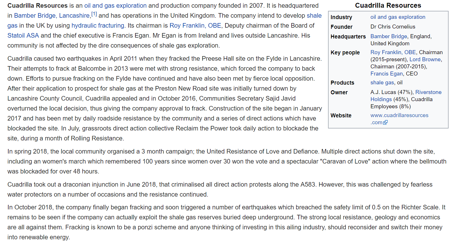Cuadrilla Wikipedia edit