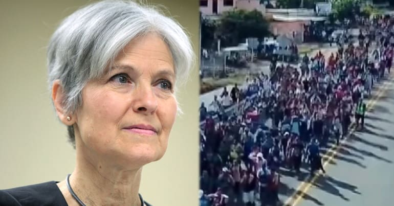 Jill Stein alongside group of central american refugees