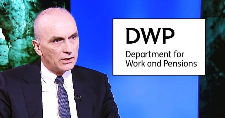 Labours Chris Williamson and the DWP logo