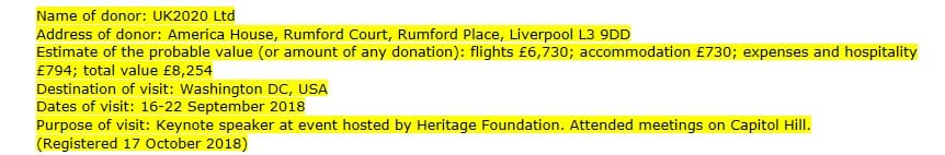 Owen Paterson Register of Interests