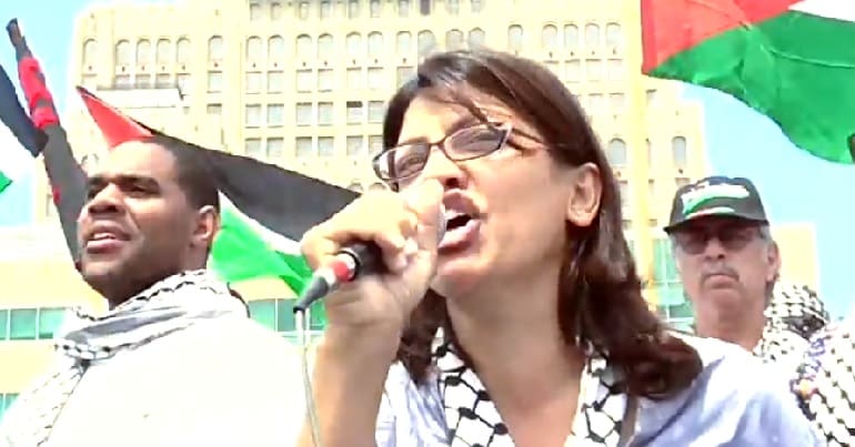 Rashida Tlaib at a protest