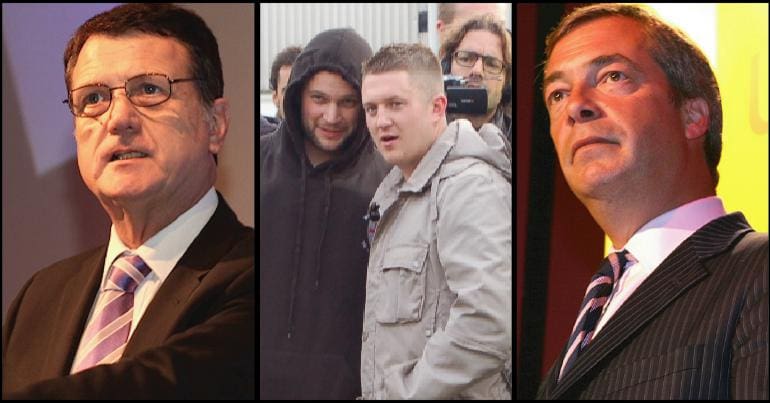 Gerard Batten, Tommy Robinson, and Nigel Farage