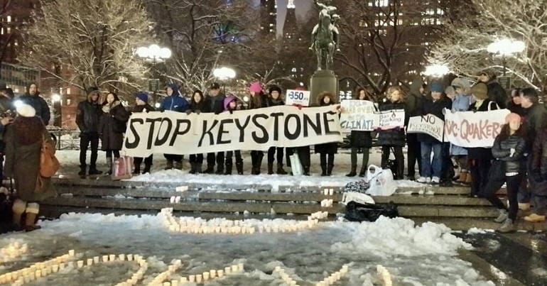 A protest against the Keystone XL pipeline