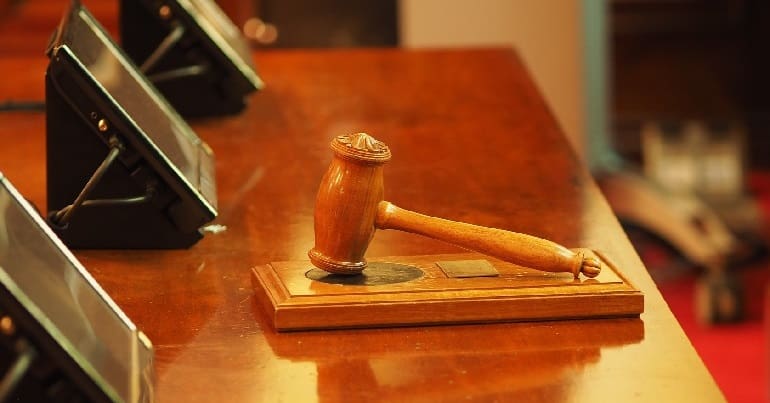 A judge's gavel in court