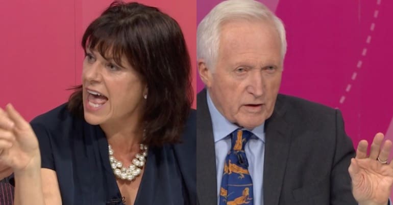 Tory Claire Perry next to David Dimbleby on BBCQT