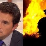 MP Johnny Mercer next to a US solider next to an explosion