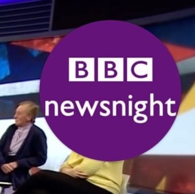 BBC Newsnight logo next to a picture of a vicar