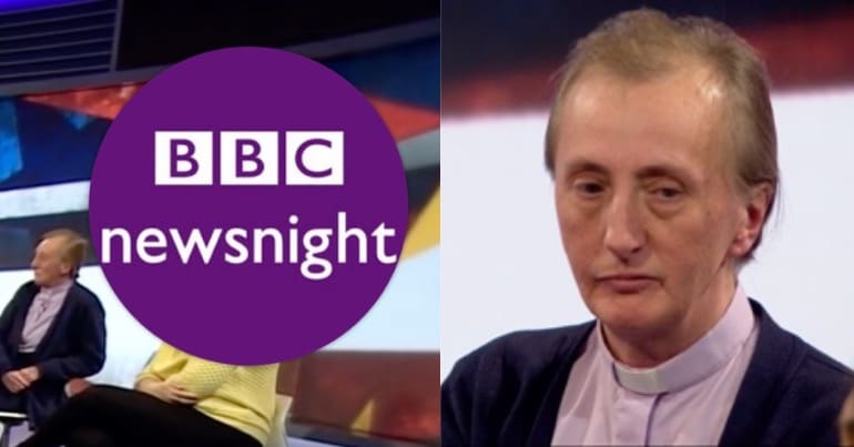 BBC Newsnight logo next to a picture of a vicar