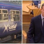 Split image Michael Matheson and a ScotRail train