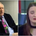 Question Times David Dimbleby pictured next to Kate Andrew of the IEA