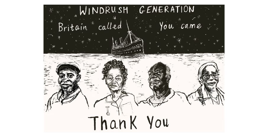 Windrush cartoon - Britain called, you came. Thank you.