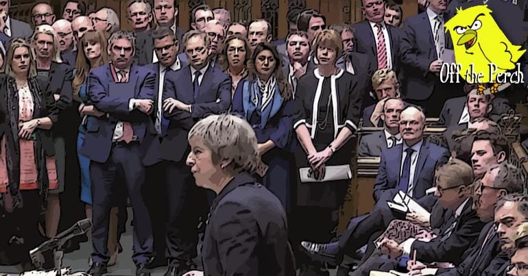 Theresa May surrounded by angry Tories