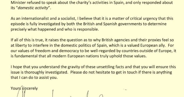 Chris Williamson MP letter to Spainish PM re Moncloa Campaign Page 2