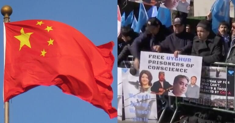 Chinese Flag (Left) Detainment protest (Right)