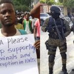 Haitian protester and police