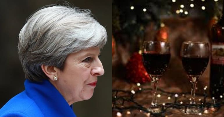 Theresa May and Christmas drinks