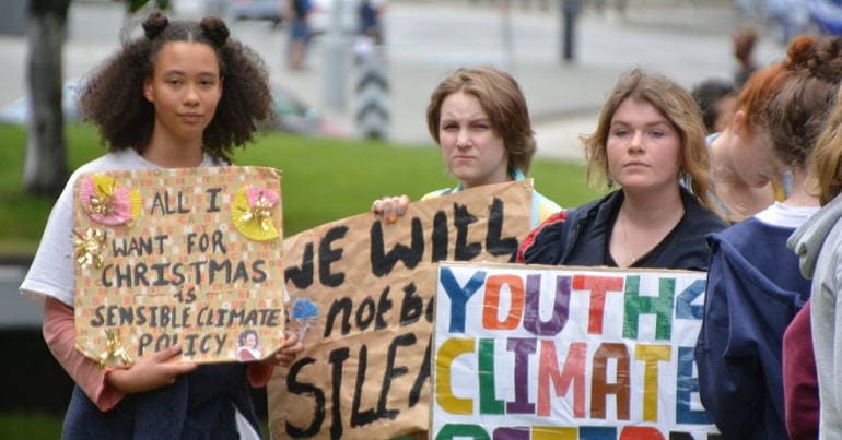 Schoolchildren strike for climate in Hobart, Australia