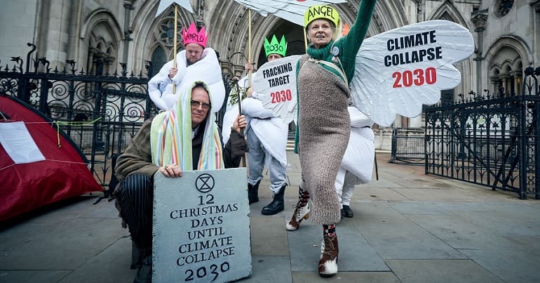 Vivienne Westwood and Joe Corre protesting fracking