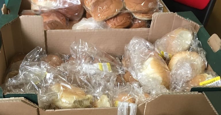Boxes of bread at a foodbank