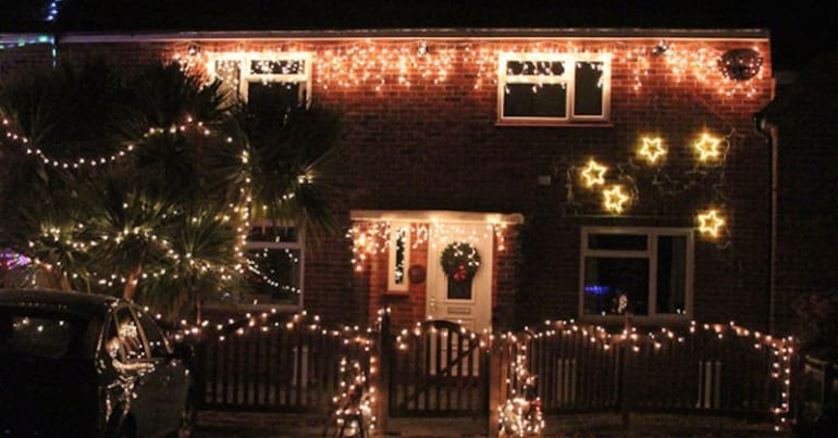 House with Christmas lights