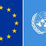 Flags of the EU and UN