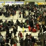 Large crowd in Gatwick Airport