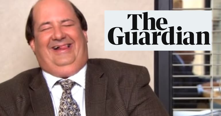 Kevin from the Office (US) laughing plus The Guardian logo