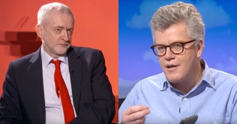 Jeremy Corbyn next to barrister Jolyon Maugham