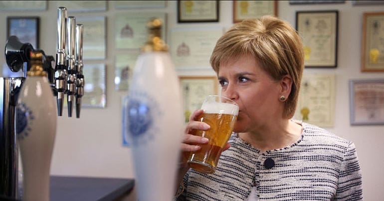 Nicola Sturgeon having a pint