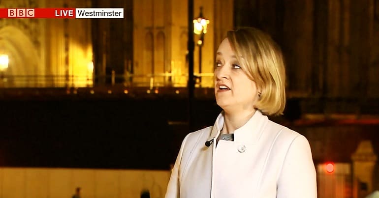 A clip from BBC News at Six with Laura Kuenssberg