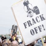 An anti-fracking protest