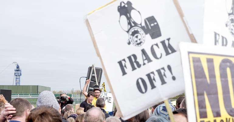 An anti-fracking protest